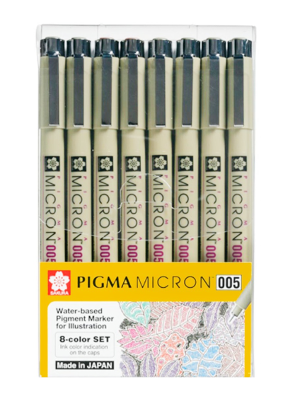 Tiralíneas Sakura Pigma Micron 0.05mm Set 8 Colores XSDK005-8