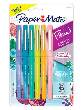 Marcadores Paper Mate Flair con Aroma Esencias Naturales Set 6 Colores 2181005