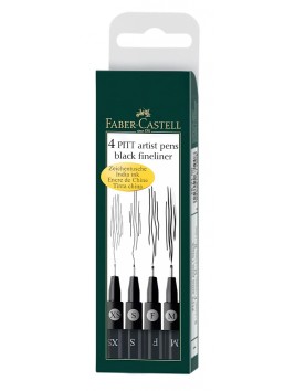 Tiralíneas Pitt Artist Pen Faber Castell Set 4 Negros FC167115