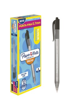 Lápices Pasta Inkjoy Paper Mate Retráctil Punta Fina 0.7mm Caja 12 Unidades Negro 2166737