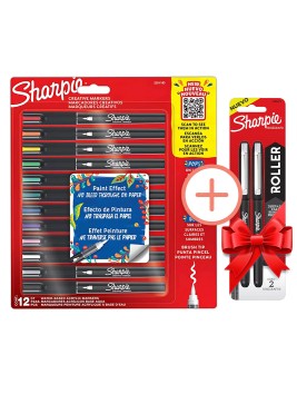 Marcadores Sharpie Acrylic Punta Pincel 12 Colores + Regalo 2201183