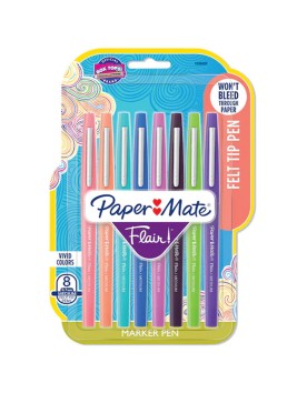 Marcadores Paper Mate Flair Punta Media Set 8 Colores Pasteles 1936202