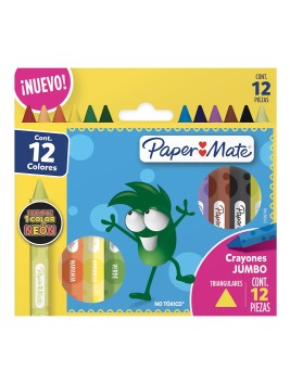 Crayones de Cera Paper Mate Triangulares Gruesos Set 12 Colores 2136743