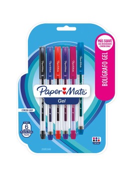 Lápices Gel Paper Mate Punta Fina 0.6mm Set 6 Colores 2185340