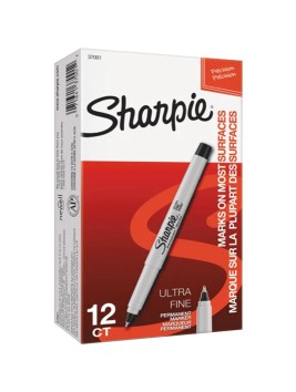 Marcadores Permanentes Sharpie Punta Ultra Fina Negros Caja 12 Unidades 37001B