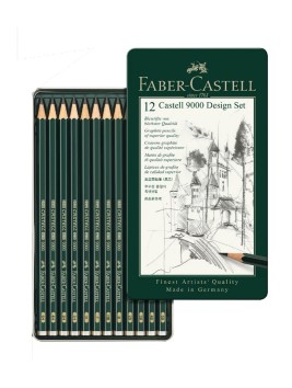 Lápices Grafito Faber Castell 9000 Design Set 12 5B-5H FC119064