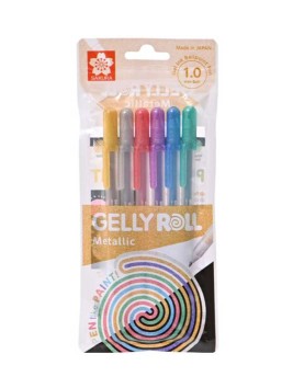 Lápices Gel Gelly Roll Sakura Metallic Set 6 Colores 0.4mm XPGB10-MT6A