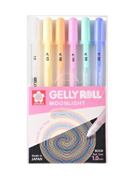 Lápices Gel Gelly Roll Sakura Moonlight Set 6 Colores Pasteles 1.0mm XPGB10-MLP6A