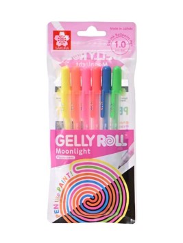 Lápices Gel Gelly Roll Sakura Moonlight Set 6 Colores Fluorescentes XPGB10-ML6A